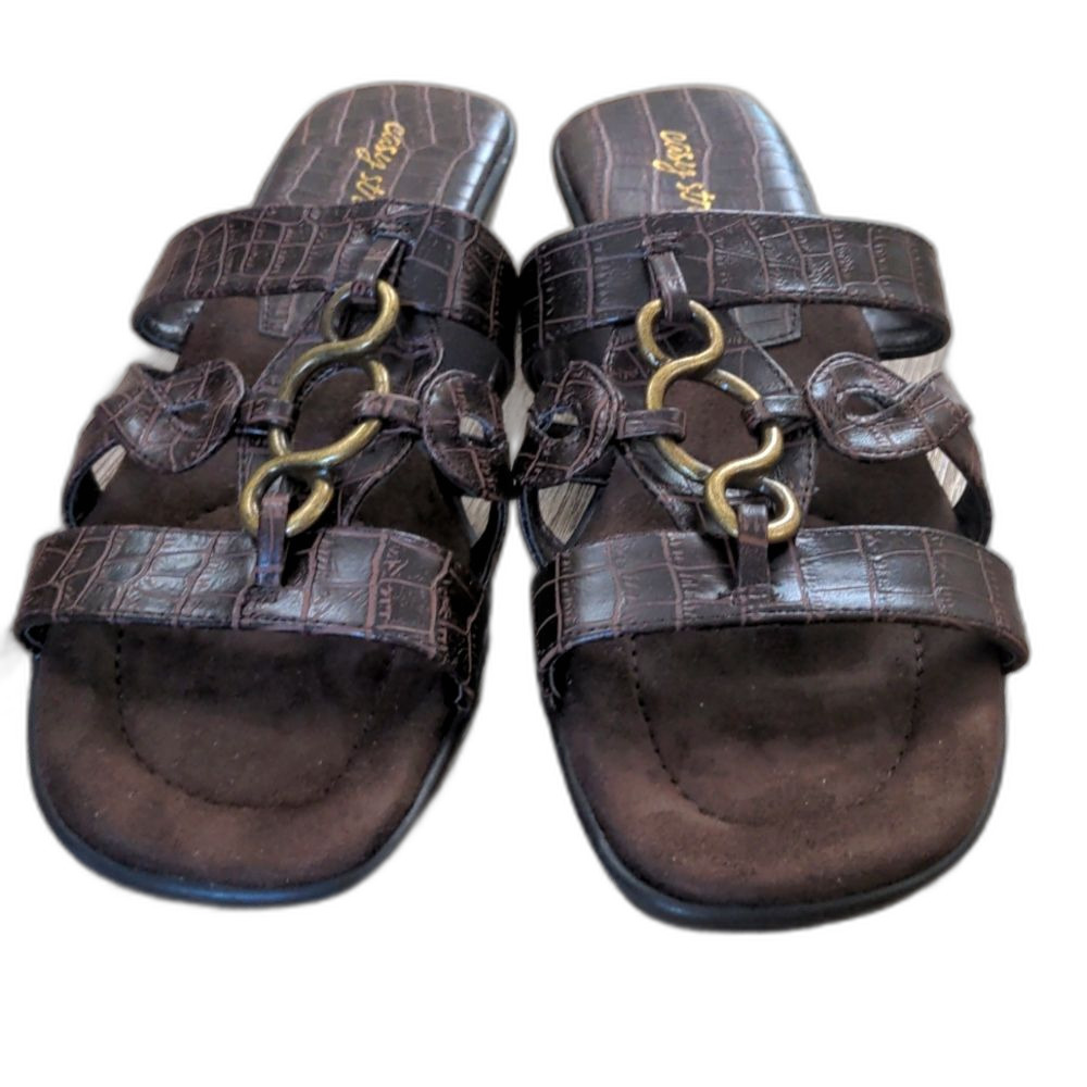 Easy Street Brown Embossed Torrid Slide Sandals